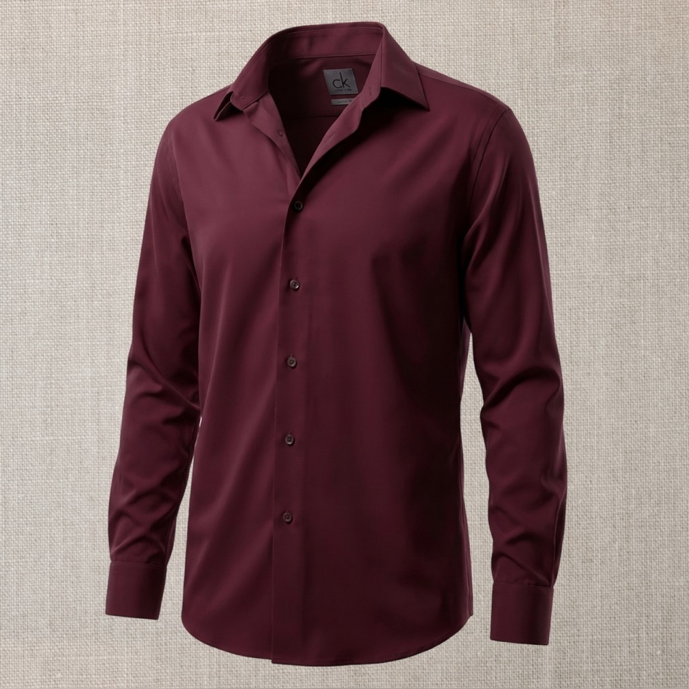 Calvin Klein Maroon Slimfit Dress Shirt